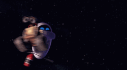 Wall E Eve Spinning Around Space GIF
