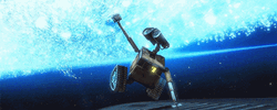 Wall E Flying Under Shimmering Stars GIF