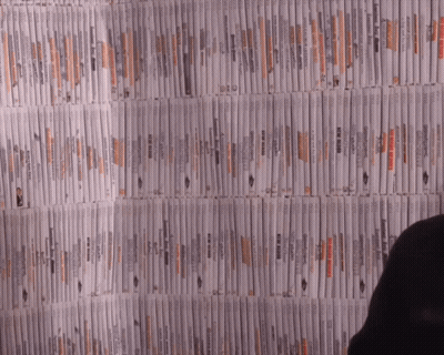 Wall Filled With DVDs Including New York Times GIF