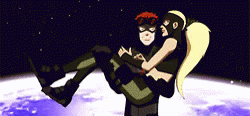 Wally West Kid Flash And Artemis Loving Moment  GIF