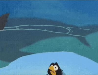Walrus Flying With Penguin Behind GIF