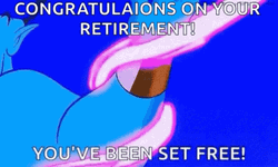 Walt Disney Alladin Genie Sets Free Congratulation On Your Retirement