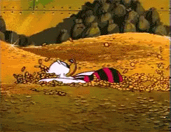 Walt Disney Comics Scrooge Mcduck Swimming In Money  GIF