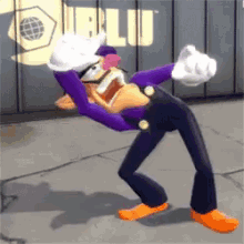 Waluigi Dancing Bending Backwards GIF