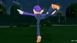 Waluigi Doing Spinning Ballet Move GIF