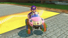 Waluigi Riding Personal Race Kart GIF
