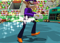 Waluigi Swimming In Tennis Court GIF