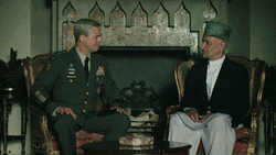 War Machine Glen McMahon With President Hamid Karzai GIF