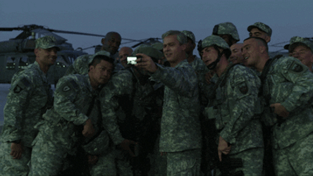 War Machine Soldiers Taking Group Photo GIF