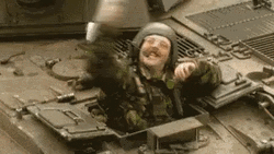 War Tanker Waving His Towel White Flag GIF