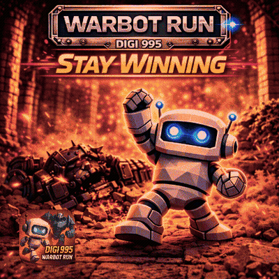 Warbot Run Poster Robot With Blue Eyes GIF