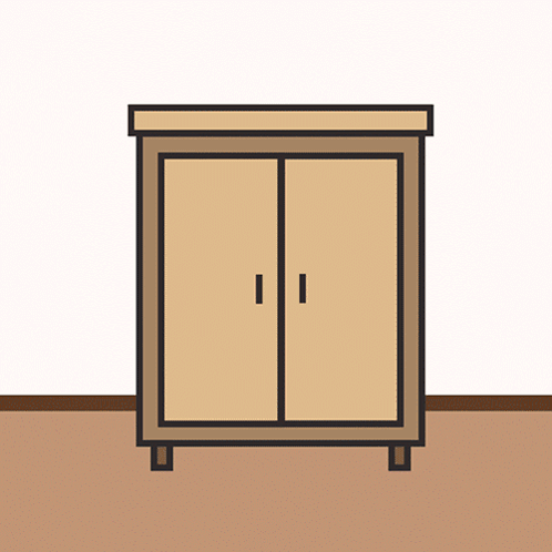 Wardrobe With Doors Open And Clothes Inside GIF