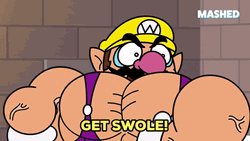 Wario Flexing Muscles GIF