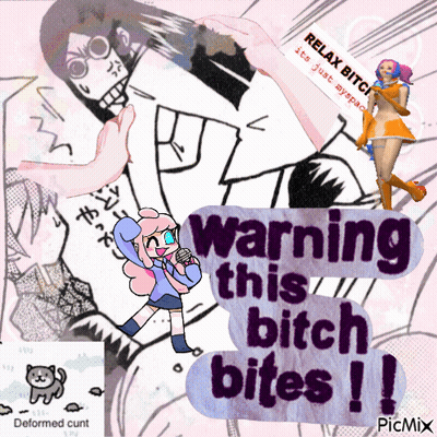 Warning Sign Says This Bitch Bites GIF