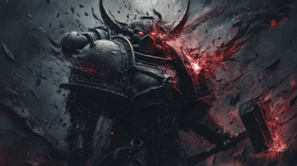 Warrior With Horns Holding Hammer GIF