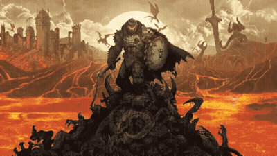 Warrior With Shield Saying Slayer GIF