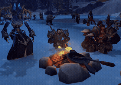 Warriors Gathered Around Campfire GIF