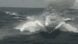 Warship Making Splashes