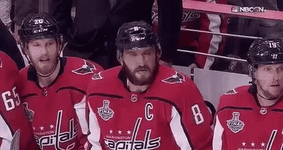 Washington Capitals Hockey Players Sitting In Stands GIF