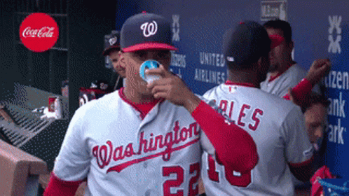 Washington Nationals Baseball Player Drinking Coca Cola GIF