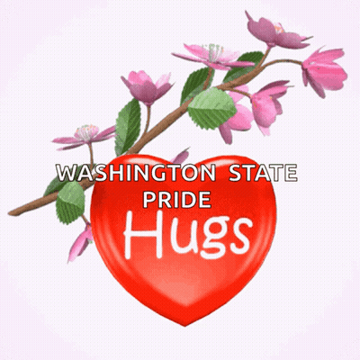 Washington State Pride Hugs Sign With Red Heart GIF