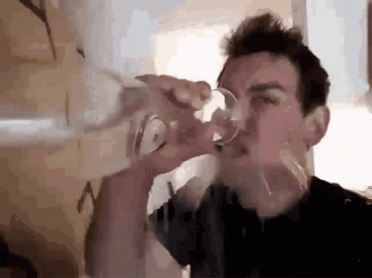 Water Drinking Bevo GIF
