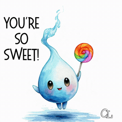 Water Drop Holding Lollipop You're So Sweet GIF