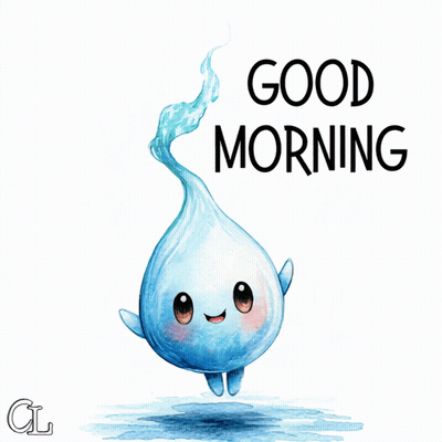 Water Drop Saying Good Morning GIF
