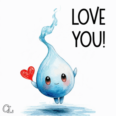 Water Drop With Red Heart Saying Love You GIF