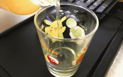 Water Poured Into Glass Saying Monsters GIF