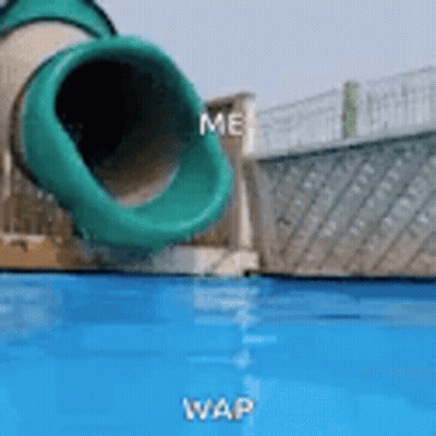 Water Slide Into Swimming Pool GIF