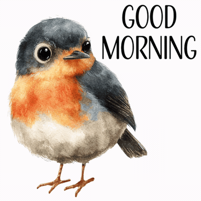 Watercolor Bird Saying Good Morning GIF