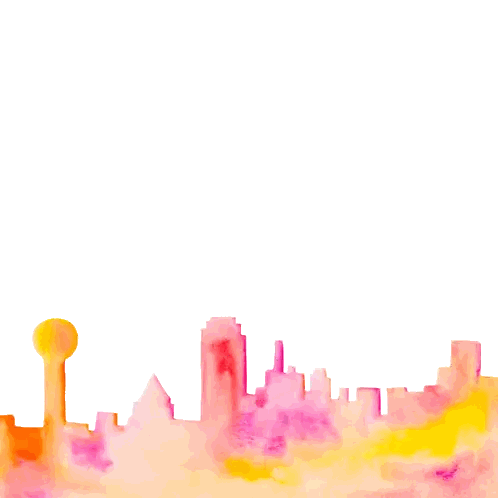 Watercolor City Skyline With Yellow Tower Sticker
