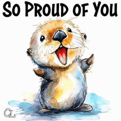 Watercolor Otter Saying So Proud Of You GIF