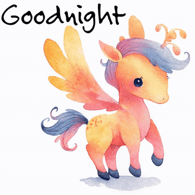 Watercolor Pegasus Saying Goodnight GIF