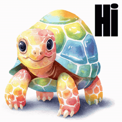 Watercolor Rainbow Turtle Saying Hi GIF