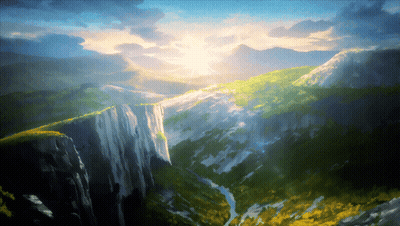 Waterfall In Forest With Mountain Readthearange GIF