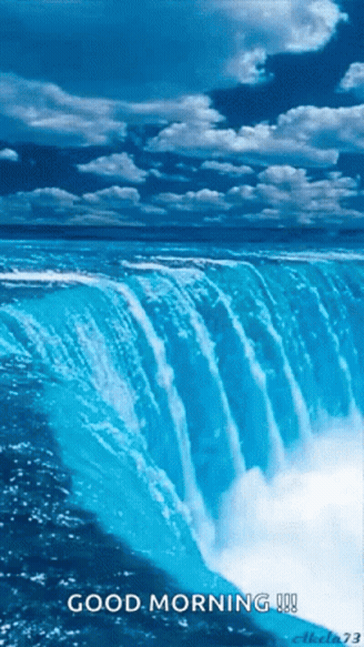 Waterfall In Ocean Saying Good Morning GIF