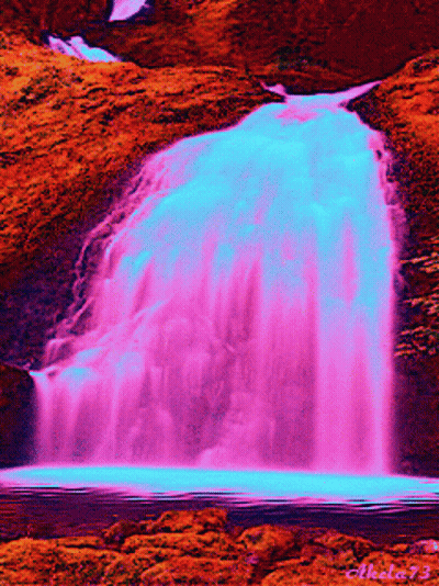 Waterfall Painting With Number 73 GIF