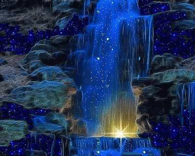 Waterfall Painting With Star GIF