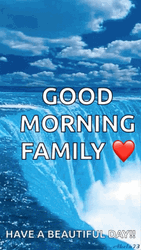 Waterfall Sea Clouds Good Morning Family  GIF