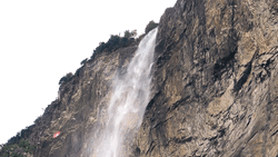 Waterfall Side View High Mountain GIF