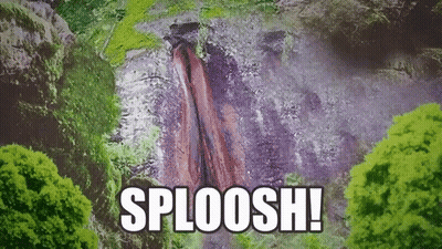Waterfall Surrounded By Trees With Sploosh GIF