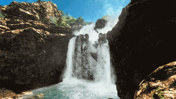 Waterfall Video Game Crystal Clear Mountain Rocks GIF
