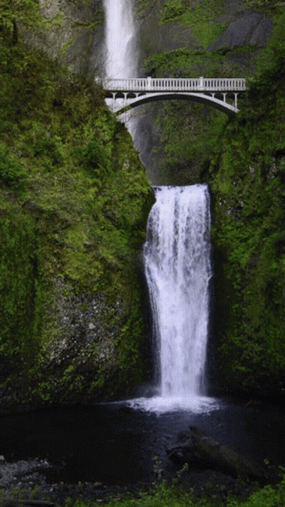 Waterfall With Bridge GIF