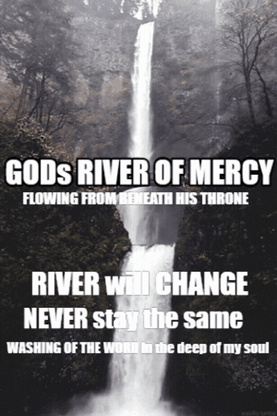 Waterfall With Gods River Of Mercy Flowing From Beneath His Throne GIF