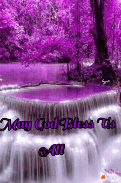Waterfall With May God Bless Us All GIF