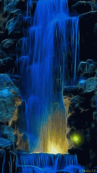 Waterfall With Number 73 GIF