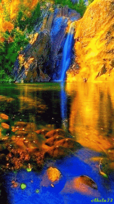 Waterfall With Number 73 GIF