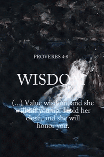 Waterfall With Proverbs 4:8 Quote GIF